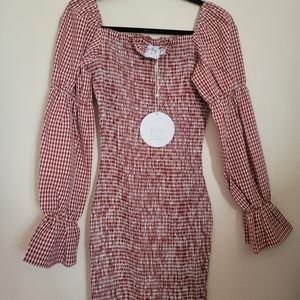 Princess Polly Gingham Puff Sleeve Dress (SMALL)